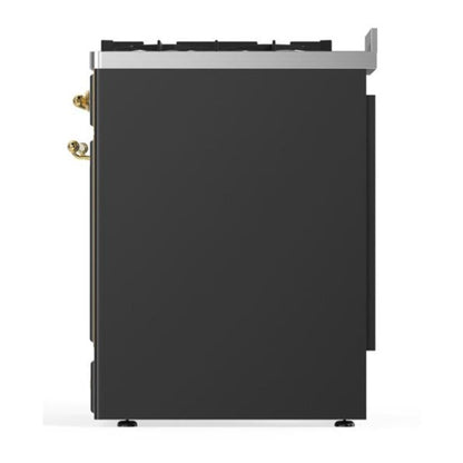 ILVE Majestic II 30 inch Triple Glass Door Natural Gas Dual Fuel Range Brass Graphite Matte