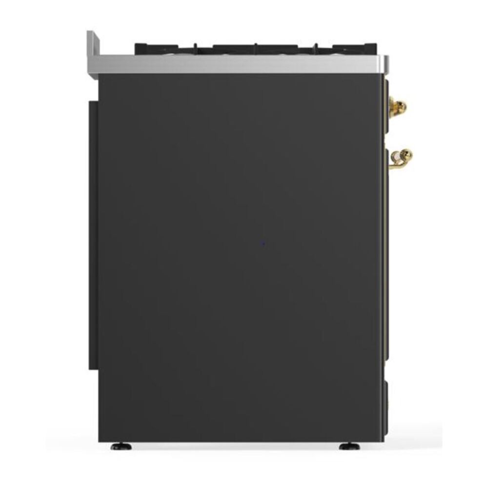 ILVE Majestic II 30 inch Triple Glass Door Natural Gas Dual Fuel Range Brass Graphite Matte