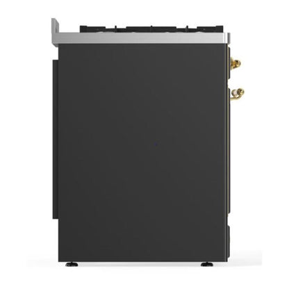ILVE Majestic II 30 inch Triple Glass Door Natural Gas Dual Fuel Range Brass Graphite Matte