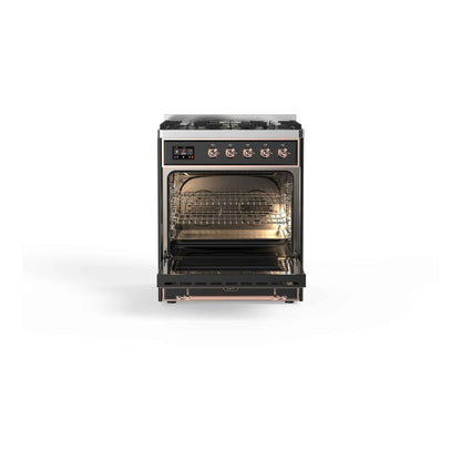 ILVE Majestic II 30 inch Triple Glass Door Natural Gas Dual Fuel Range Copper Graphite Matte