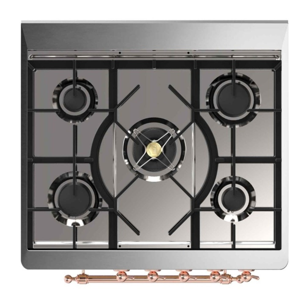 ILVE Majestic II 30 inch Triple Glass Door Natural Gas Dual Fuel Range Copper Graphite Matte