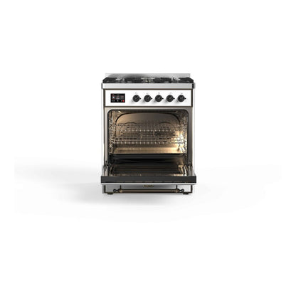 ILVE Majestic II 30 inch Triple Glass Door Natural Gas Dual Fuel Range Burnished RAL