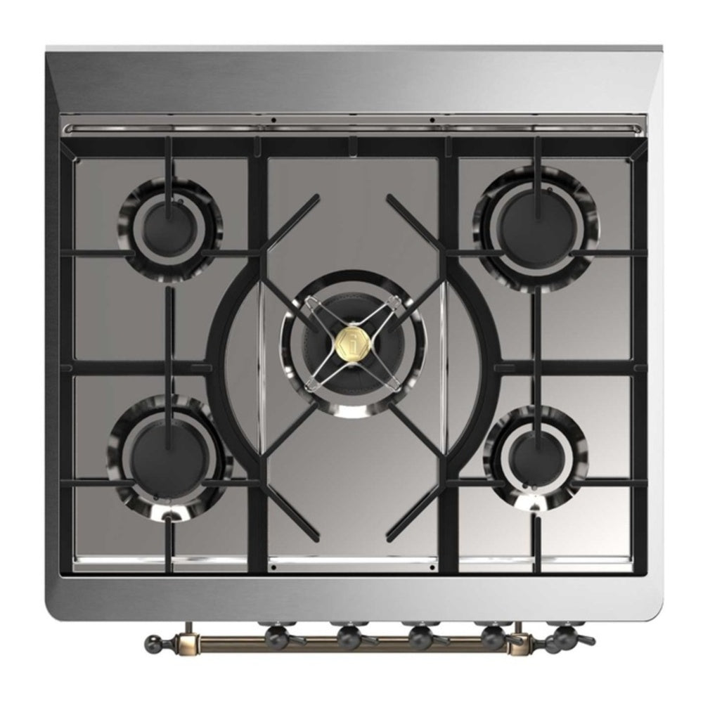 ILVE Majestic II 30 inch Triple Glass Door Natural Gas Dual Fuel Range Burnished RAL