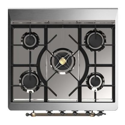 ILVE Majestic II 30 inch Triple Glass Door Natural Gas Dual Fuel Range Burnished RAL