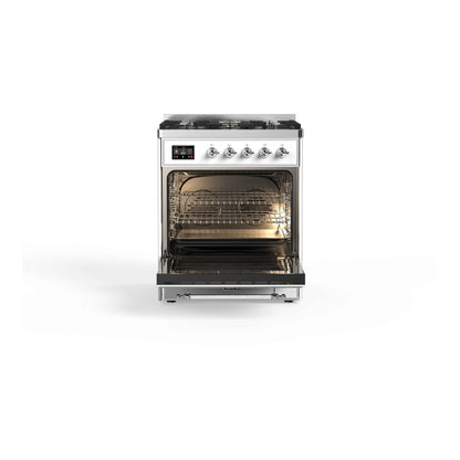 ILVE Majestic II 30 inch Triple Glass Door Natural Gas Dual Fuel Range Chrome RAL