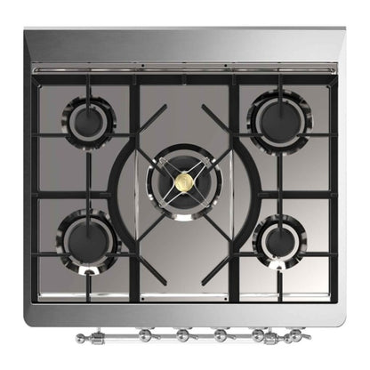 ILVE Majestic II 30 inch Triple Glass Door Natural Gas Dual Fuel Range Chrome RAL