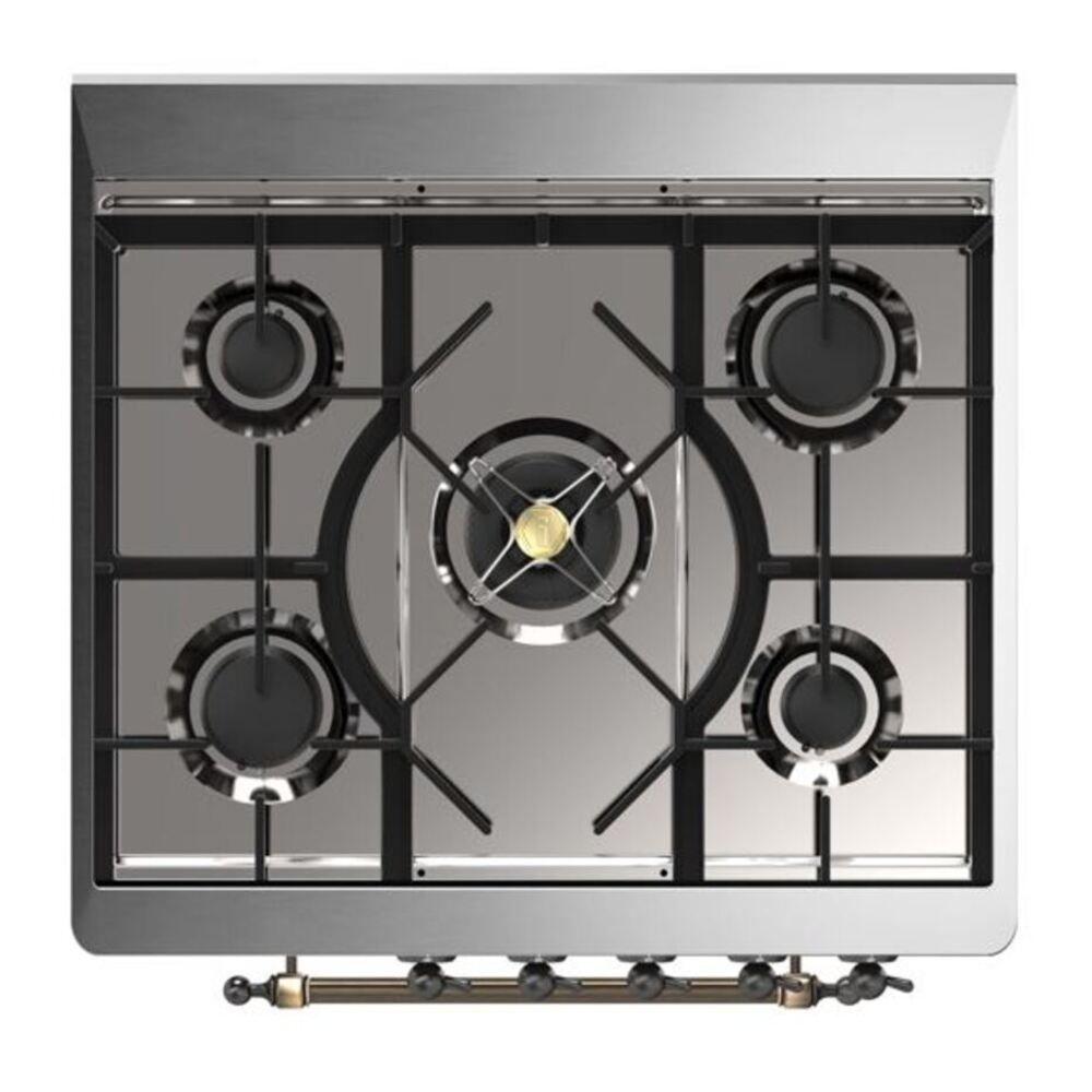 ILVE Majestic II 30 inch Triple Glass Door Natural Gas Dual Fuel Range Burnished Stainless Steel