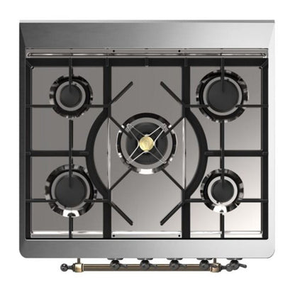 ILVE Majestic II 30 inch Triple Glass Door Natural Gas Dual Fuel Range Burnished Stainless Steel