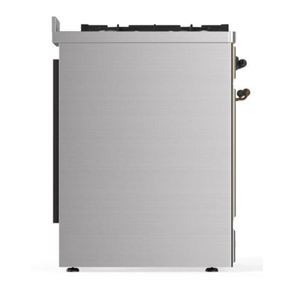 ILVE Majestic II 30 inch Triple Glass Door Natural Gas Dual Fuel Range Burnished Stainless Steel