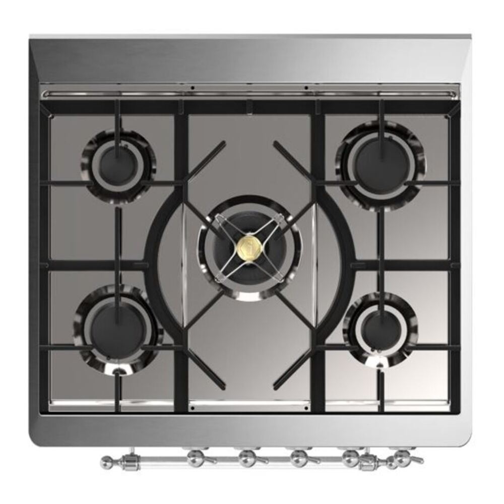 ILVE Majestic II 30 inch Triple Glass Door Natural Gas Dual Fuel Range Chrome Stainless Steel