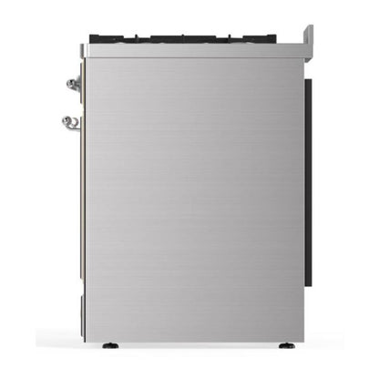 ILVE Majestic II 30 inch Triple Glass Door Natural Gas Dual Fuel Range Chrome Stainless Steel