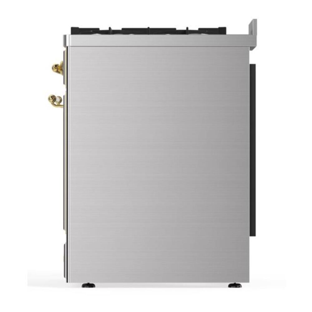 ILVE Majestic II 30 inch Triple Glass Door Natural Gas Dual Fuel Range Brass Stainless Steel