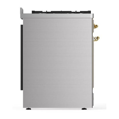 ILVE Majestic II 30 inch Triple Glass Door Natural Gas Dual Fuel Range Brass Stainless Steel