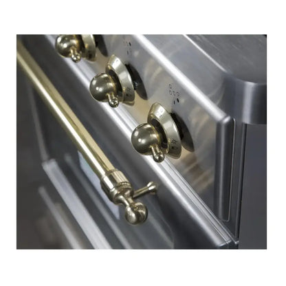 ILVE Majestic II 30 inch Triple Glass Door Natural Gas Dual Fuel Range Brass Stainless Steel