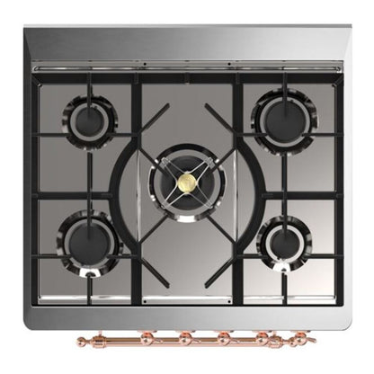 ILVE Majestic II 30 inch Triple Glass Door Natural Gas Dual Fuel Range Copper Stainless Steel