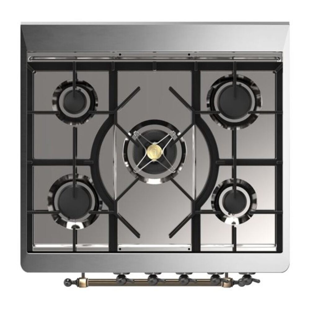 ILVE Majestic II 30 inch Triple Glass Door Natural Gas Dual Fuel Range Burnished White