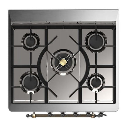 ILVE Majestic II 30 inch Triple Glass Door Natural Gas Dual Fuel Range Burnished White