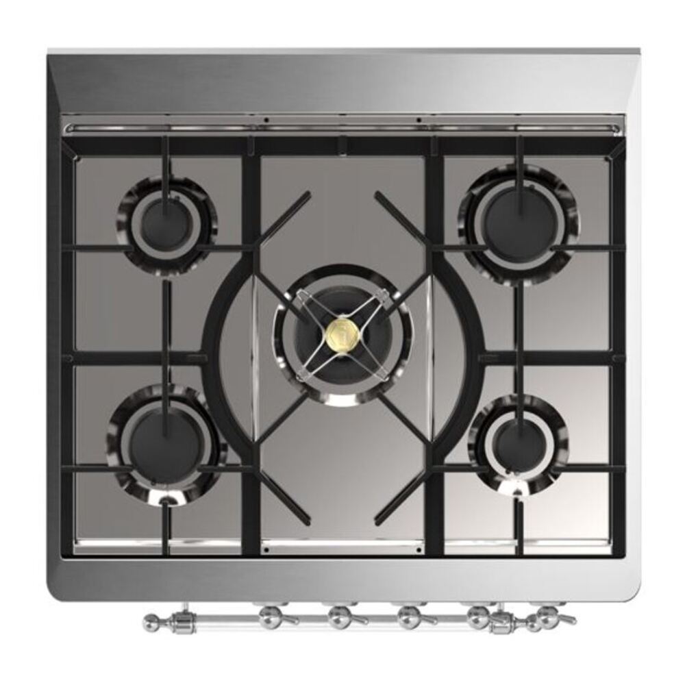 ILVE Majestic II 30 inch Triple Glass Door Natural Gas Dual Fuel Range Chrome White