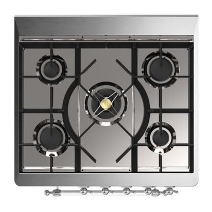 ILVE Majestic II 30 inch Triple Glass Door Natural Gas Dual Fuel Range Chrome White