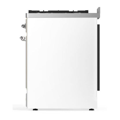 ILVE Majestic II 30 inch Triple Glass Door Natural Gas Dual Fuel Range Chrome White