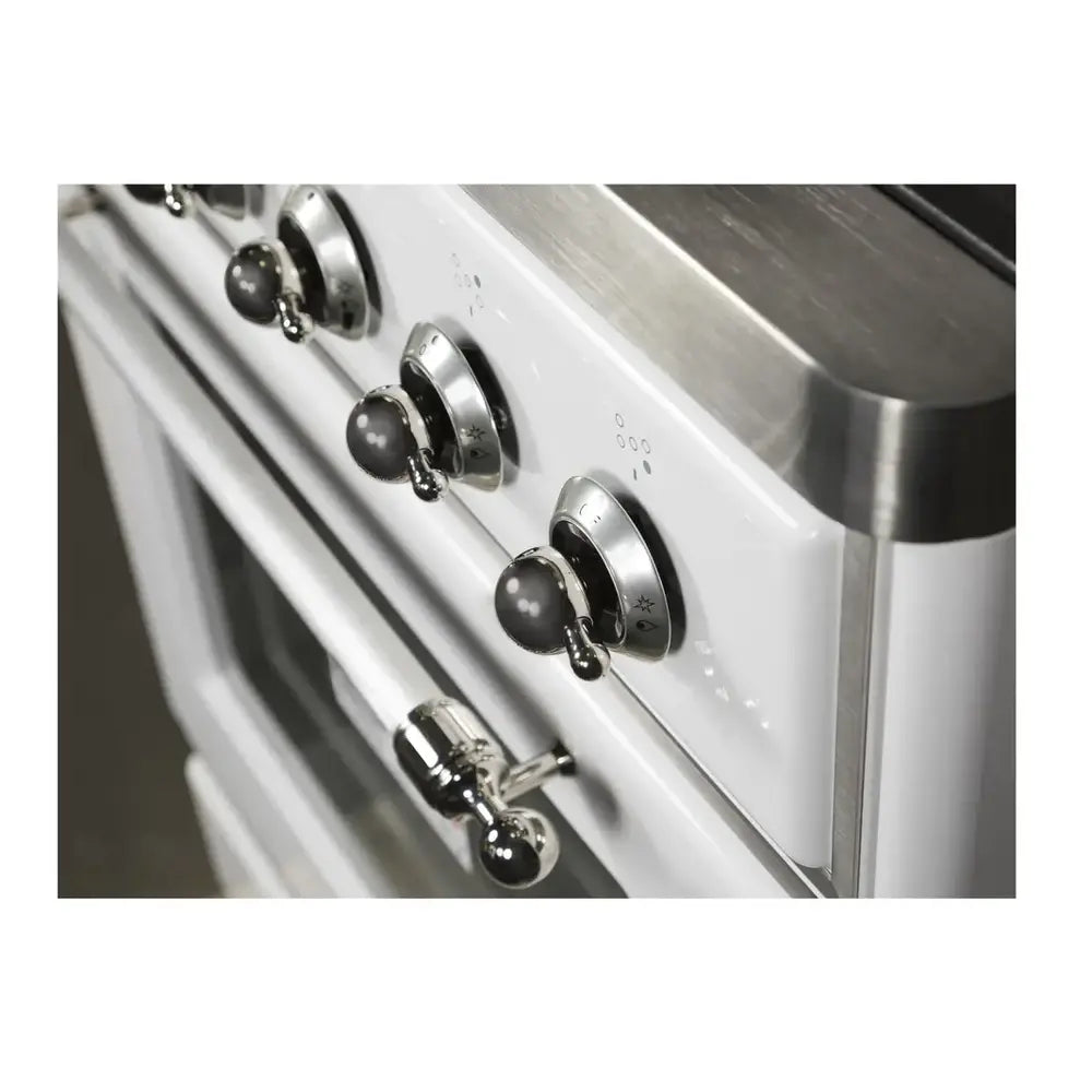 ILVE Majestic II 30 inch Triple Glass Door Natural Gas Dual Fuel Range Chrome White