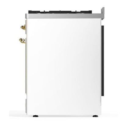 ILVE Majestic II 30 inch Triple Glass Door Natural Gas Dual Fuel Range Brass White