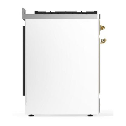 ILVE Majestic II 30 inch Triple Glass Door Natural Gas Dual Fuel Range Brass White