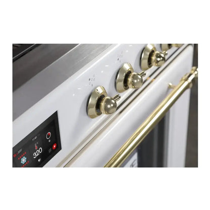 ILVE Majestic II 30 inch Triple Glass Door Natural Gas Dual Fuel Range Brass White