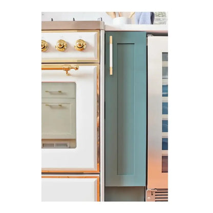 ILVE Majestic II 30 inch Triple Glass Door Natural Gas Dual Fuel Range Brass White