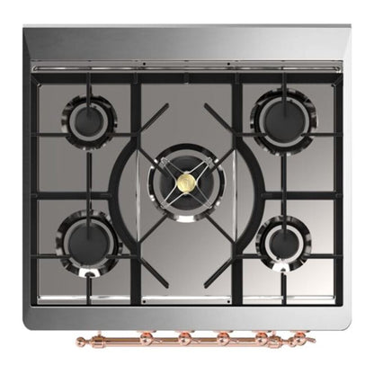 ILVE Majestic II 30 inch Triple Glass Door Natural Gas Dual Fuel Range Copper White