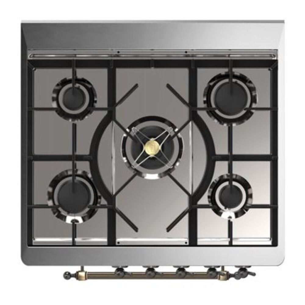 ILVE Majestic II 30 inch Solid Door Natural Gas Dual Fuel Range Burnished Antique White