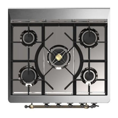 ILVE Majestic II 30 inch Solid Door Natural Gas Dual Fuel Range Burnished Antique White