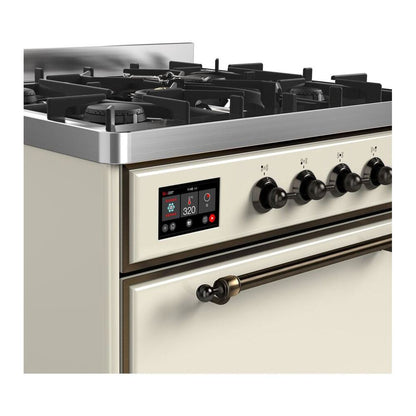 ILVE Majestic II 30 inch Solid Door Natural Gas Dual Fuel Range Burnished Antique White