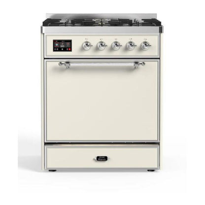 ILVE Majestic II 30 inch Solid Door Dual Fuel Range Chrome Antique White