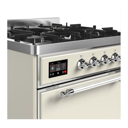 ILVE Majestic II 30 inch Solid Door Dual Fuel Range Chrome Antique White