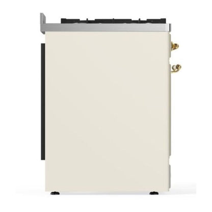 ILVE Majestic II 30 inch Solid Door Dual Fuel Range Brass Antique White