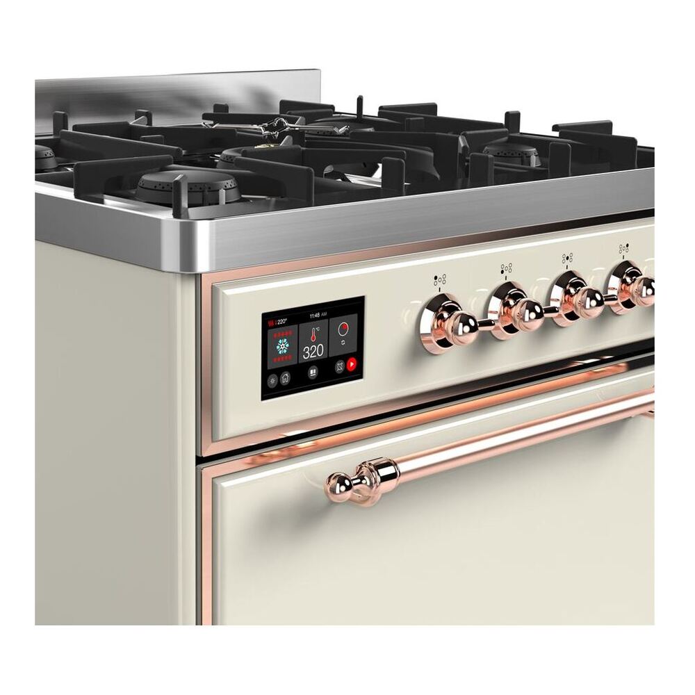 ILVE Majestic II 30 inch Solid Door Natural Gas Dual Fuel Range Copper Antique White