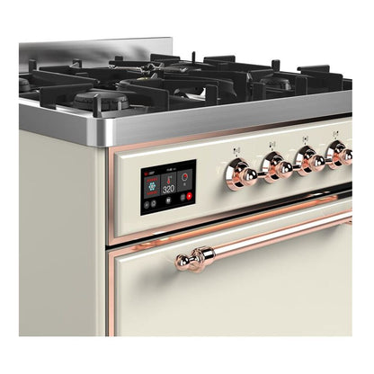ILVE Majestic II 30 inch Solid Door Natural Gas Dual Fuel Range Copper Antique White