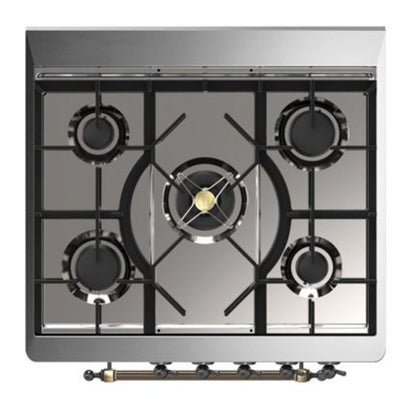 ILVE Majestic II 30 inch Solid Door Natural Gas Dual Fuel Range Burnished Blue Grey