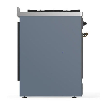 ILVE Majestic II 30 inch Solid Door Natural Gas Dual Fuel Range Burnished Blue Grey