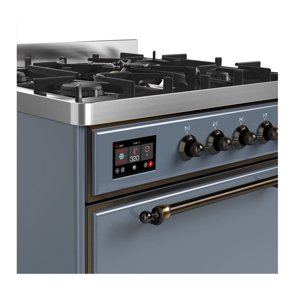 ILVE Majestic II 30 inch Solid Door Natural Gas Dual Fuel Range Burnished Blue Grey