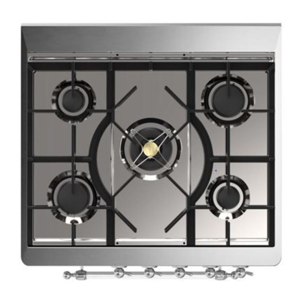 ILVE Majestic II 30 inch Solid Door Natural Gas Dual Fuel Range Chrome Blue Grey