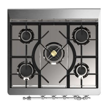 ILVE Majestic II 30 inch Solid Door Natural Gas Dual Fuel Range Chrome Blue Grey