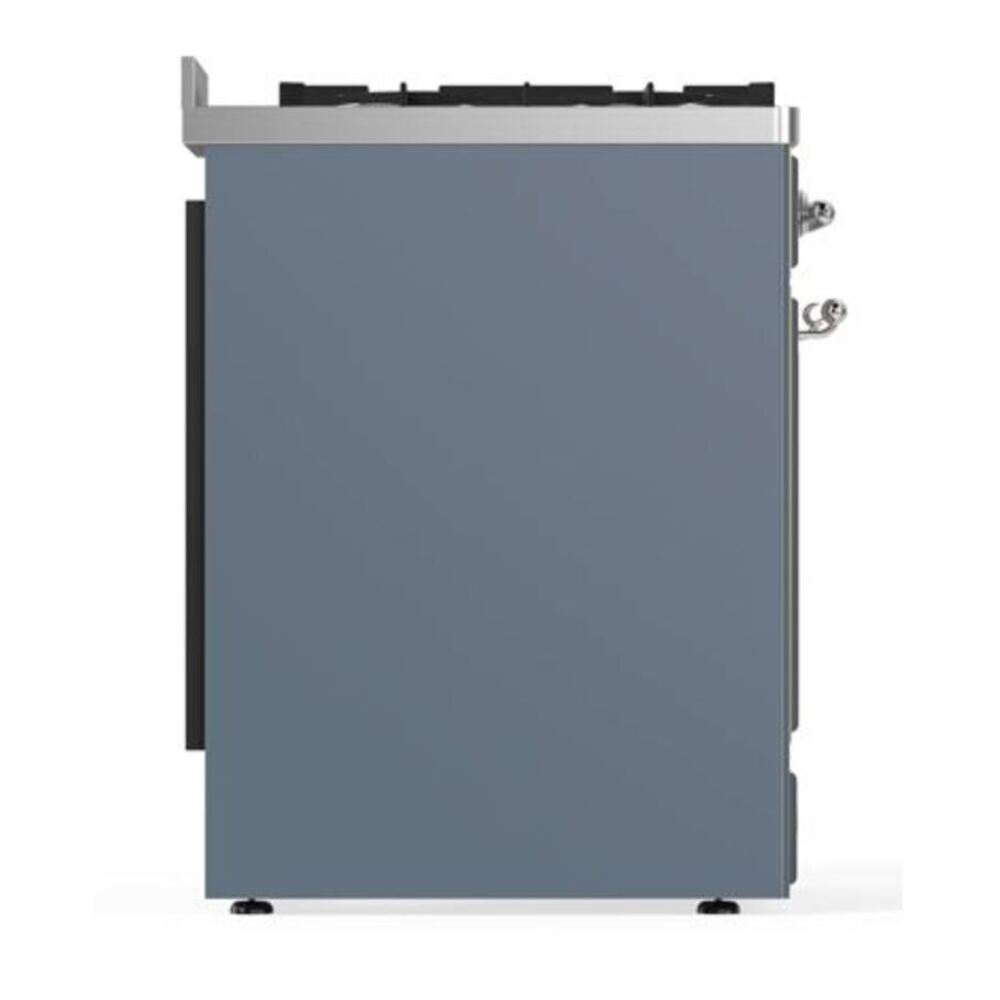 ILVE Majestic II 30 inch Solid Door Natural Gas Dual Fuel Range Chrome Blue Grey