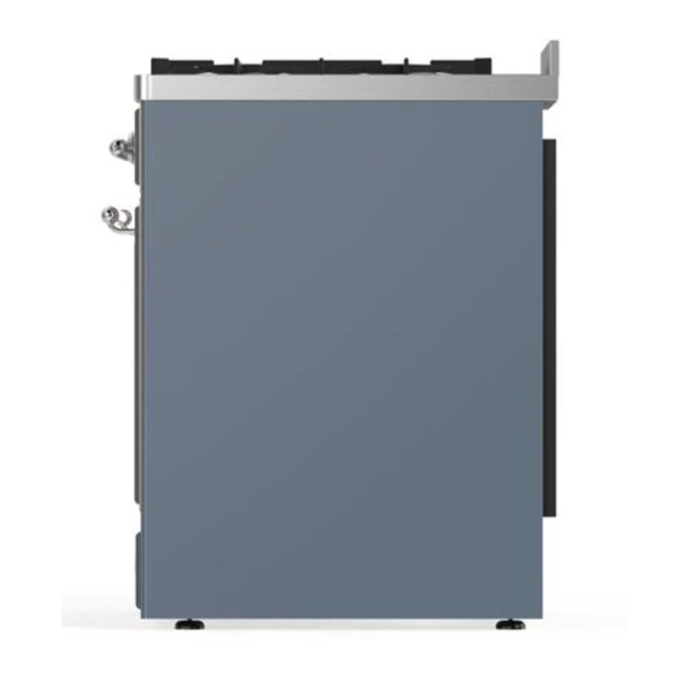 ILVE Majestic II 30 inch Solid Door Natural Gas Dual Fuel Range Chrome Blue Grey