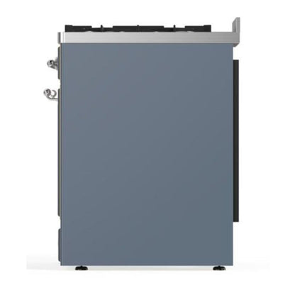 ILVE Majestic II 30 inch Solid Door Natural Gas Dual Fuel Range Chrome Blue Grey