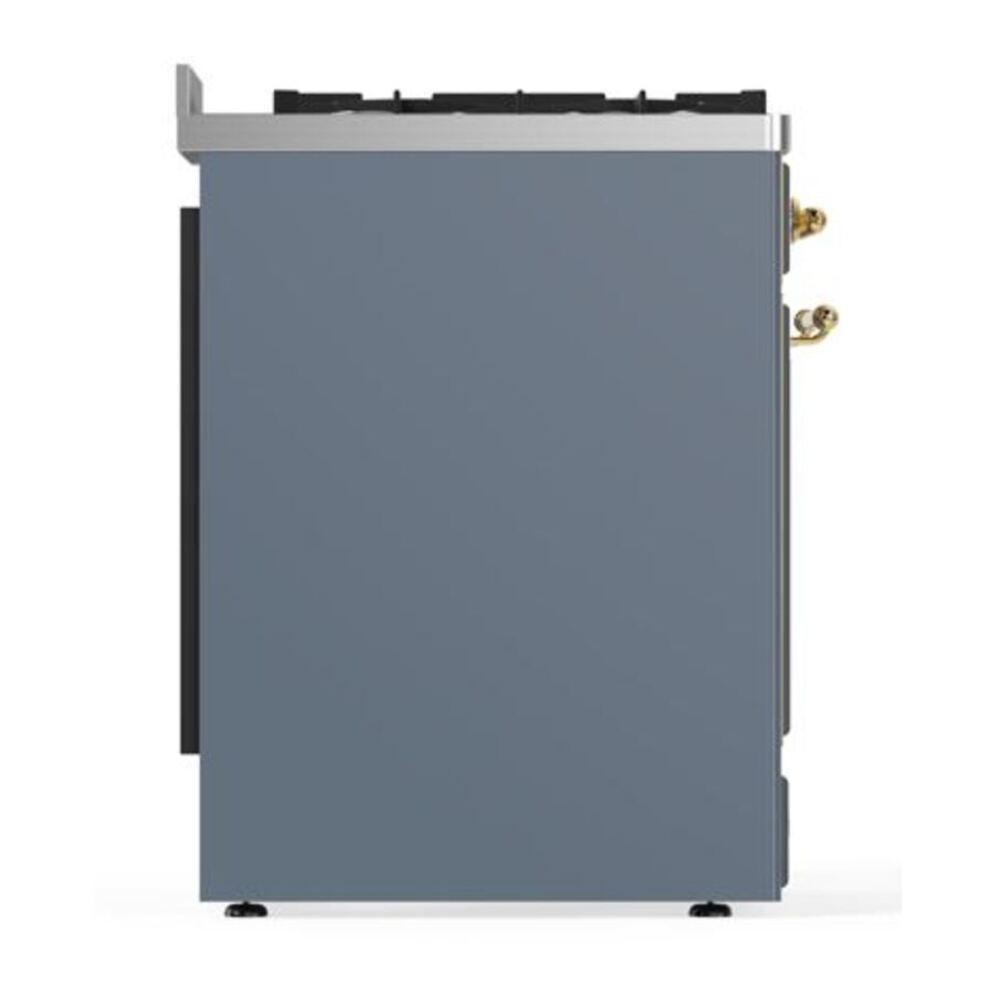 ILVE Majestic II 30 inch Solid Door Natural Gas Dual Fuel Range Brass Blue Grey