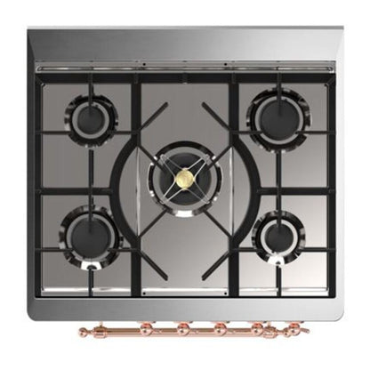 ILVE Majestic II 30 inch Solid Door Natural Gas Dual Fuel Range Copper Blue Grey