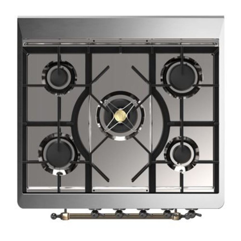ILVE Majestic II 30" Glossy Black Dual Fuel Range with 5 Burners Solid Door Liquid Propane