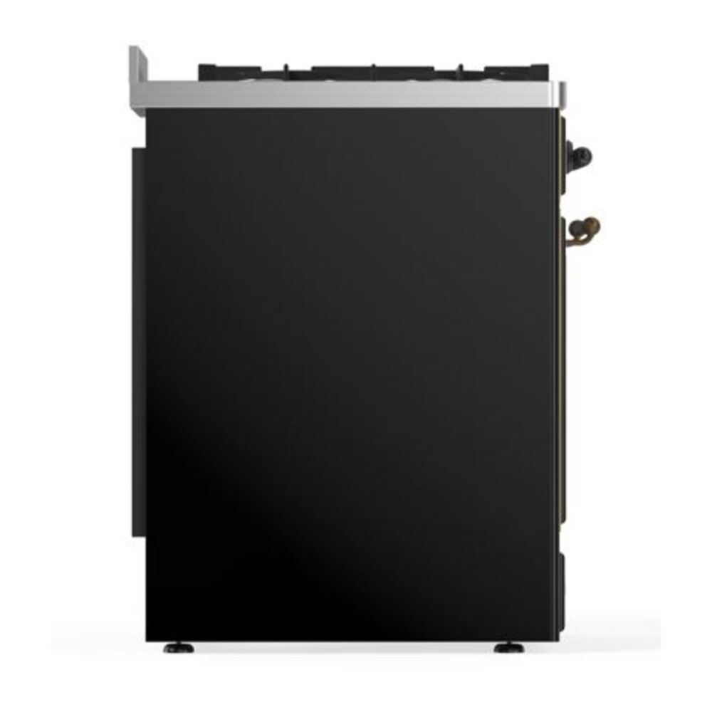ILVE Majestic II 30" Glossy Black Dual Fuel Range with 5 Burners Solid Door Liquid Propane